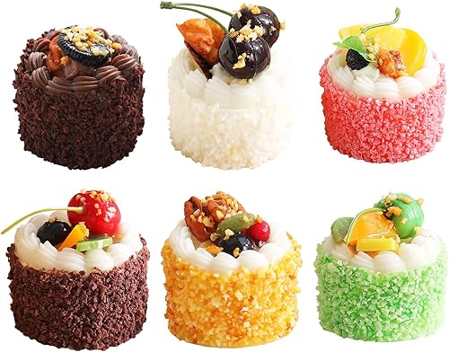 Paquete de 6 cupcakes falsos, cupcakes artificiales para exhibición, decoración de pasteles de imitación, alimentos artificiales falsos realistas