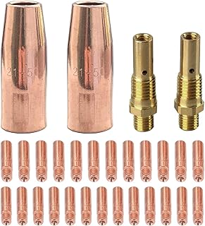 Mig Welding Gun Accessory Kit .035"Tip-Nozzle-Diffuser for Lincoln Magnum 100L Tweco Mini/#1 25pcs Contact Tips 11-35 0.035", 2pcs Welding Gas Nozzles 21-50 1/2", 2pcs 35-50 Welder Diffuser
