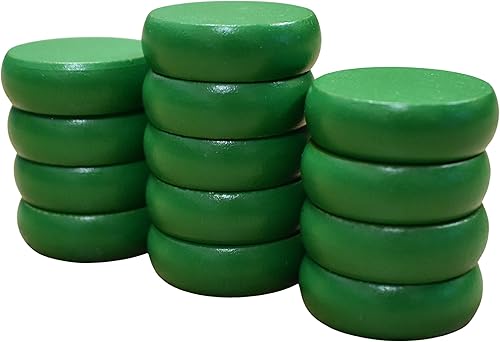 Miniatura 3 de 26 discos de crokinole verdes y morados, juego completo (grande, 1 14 pulgadas de diámetro)