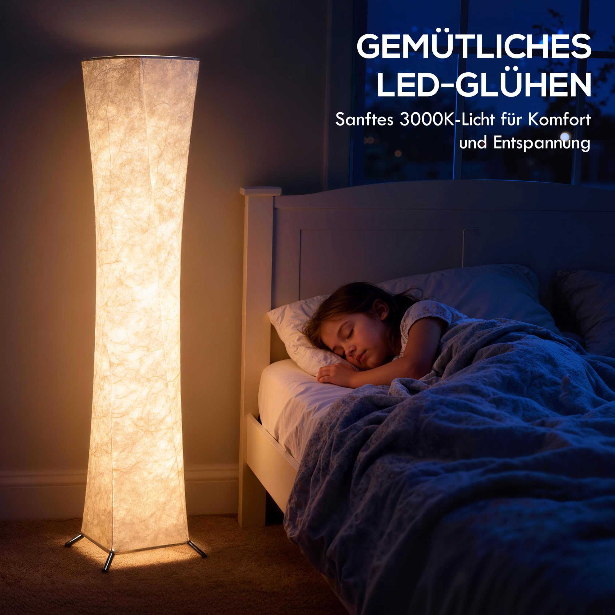 HOMCOM LED Lampa stojąca do salonu ściemn. z kloszem papier. ciepła biel