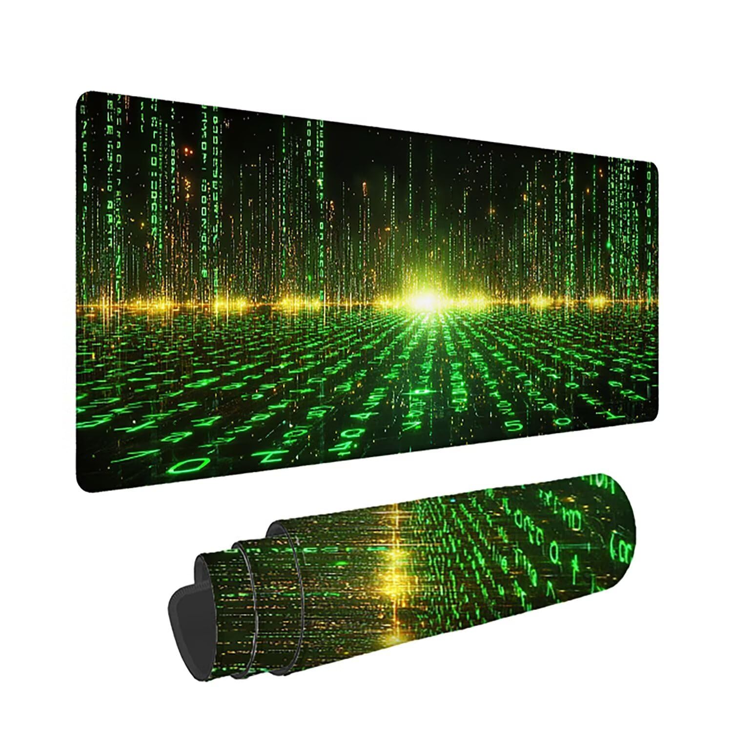 Nowoczesna podkładka pod mysz do gier XXL - 1400 x 600 x 3 mm - zielona antypoślizgowa wodoodporna podkładka na biurko z szytymi krawędziami dla graczy, komputerów PC i laptopów-35612