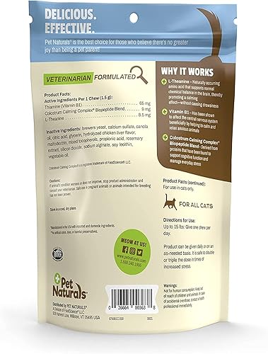 Miniatura 2 de Pet Naturals - Calming para gatos, masticables calmantes para apoyo del comportamiento en viajes, transporte, visitas veterinarias y situaciones de