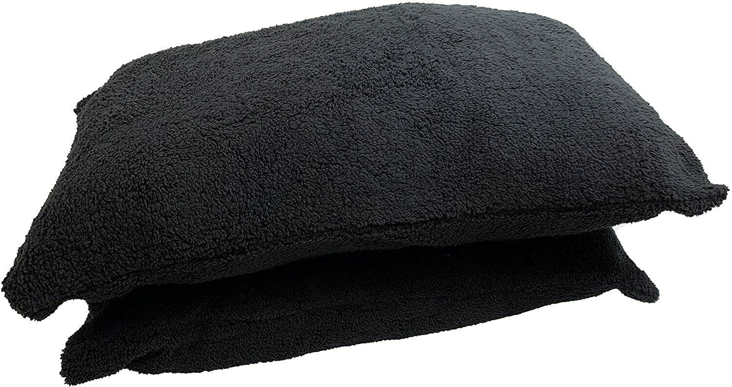 CHILIMILII Soft & Cozy Teddy Fleece/Sharpa Pair of Housewife pillowcases only- Modern bedroom Fleece/Snugly Pillowcases pair 50cm x75cm (Black)