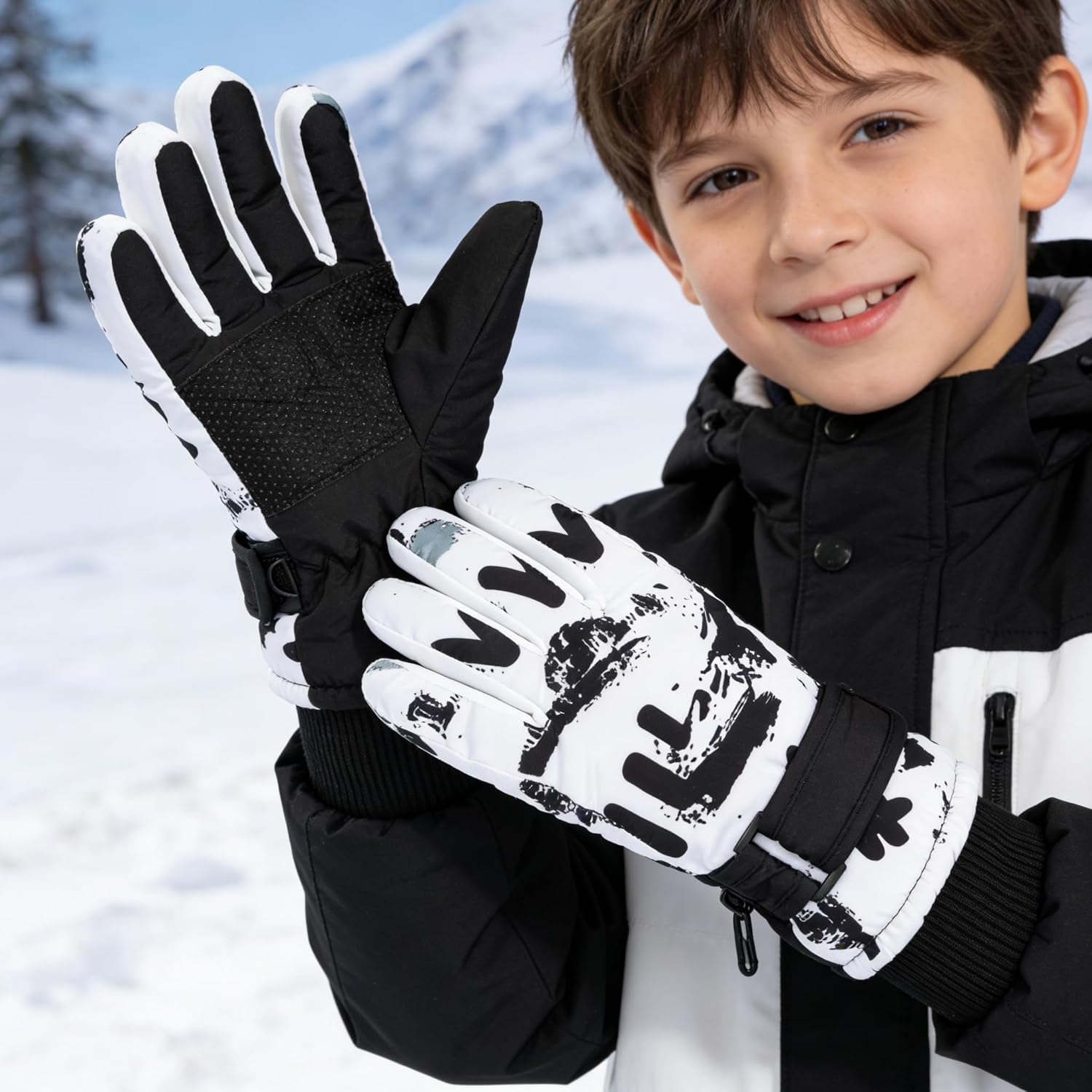Kids Winter Gloves Boys-Girls Waterproof Ski Snow Cycling Gloves for Cold Weather 6-9 Years - Image 4