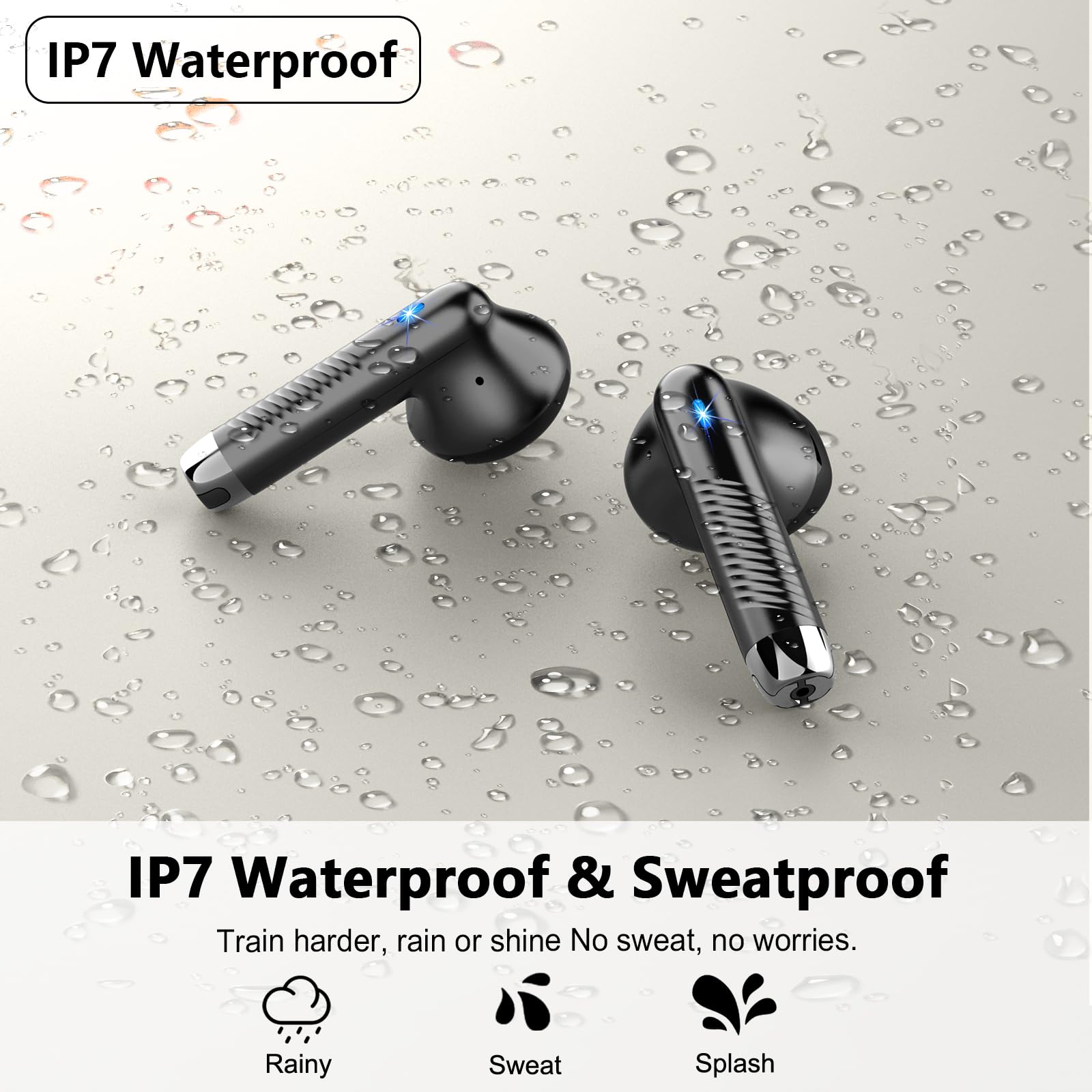 Ecouteurs Bluetooth sans Fil, Écouteurs Bluetooth 5.4 2026 Écouteurs sans Fil avec 4 ENC Réduction de Bruit Mic, IP7 Étanches Oreillette Bluetooth 56H Stéréo USB-C Contrôle d'APP pour Sport/Travail