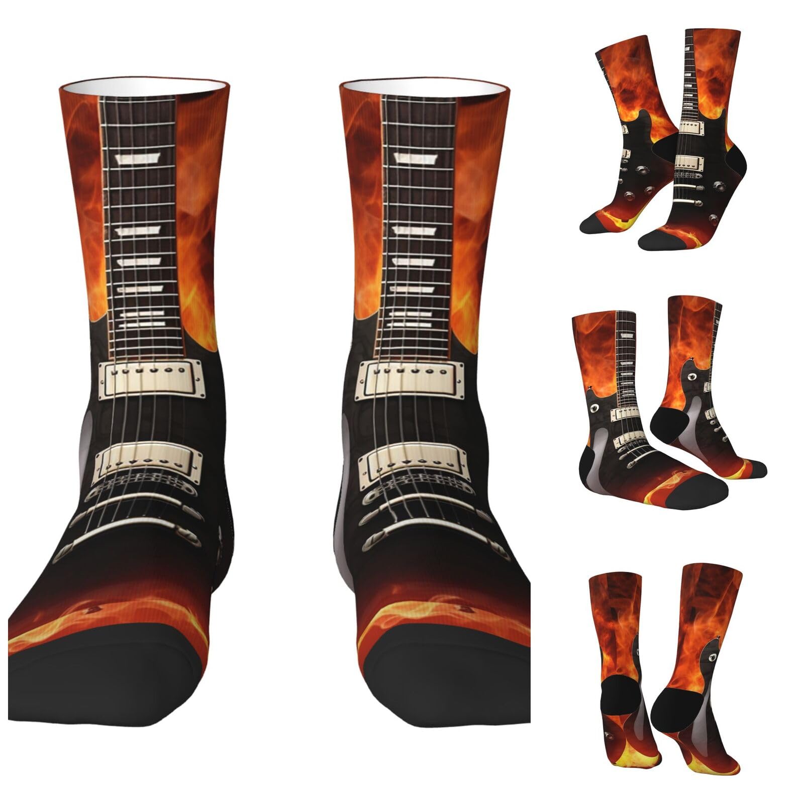 LZQPOEAS Rock Guitar Athletic Socks Unisex Cushioned Crew Socks Hiking Running Calf Sock Soft Above Ankle Sock