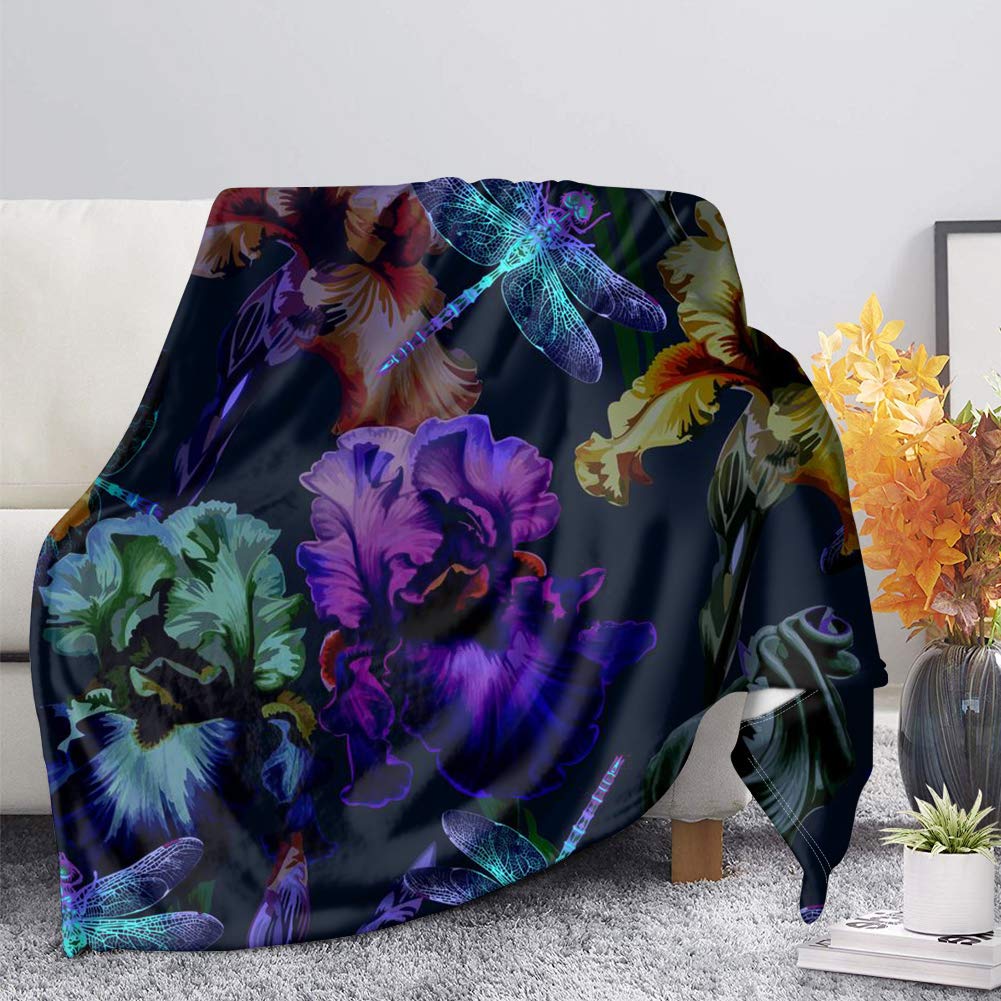 Couverture lit microfibre hawaïenne SEANATIVE 3XL ultra douce libellule hibiscus adultes enfants