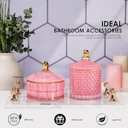 Miniatura 61 de Tarro de caramelo rosa, plato de cristal para dulces con tapa, tarros de cristal con tapas, joyero con tapas, tarro de vidrio decorativo, regalos