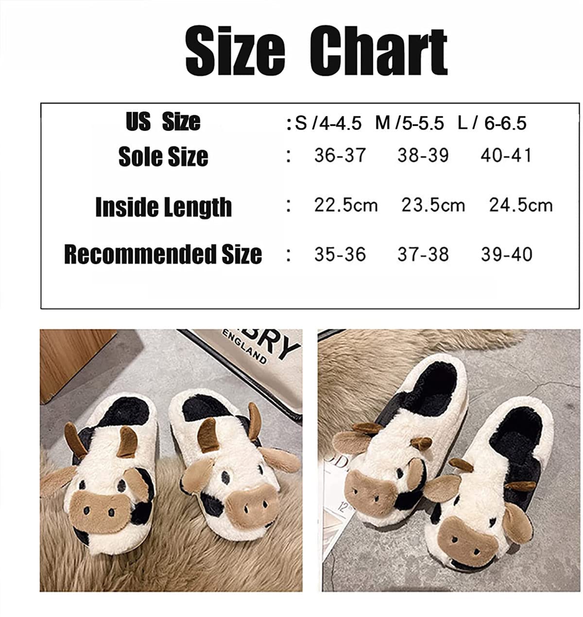 CHERSE Cow Slippers For Women - Fluffy Fuzzy Animal Slippers Kawaii, Warm Winter House Slippers (Puppy Style, Size 9-9.5)