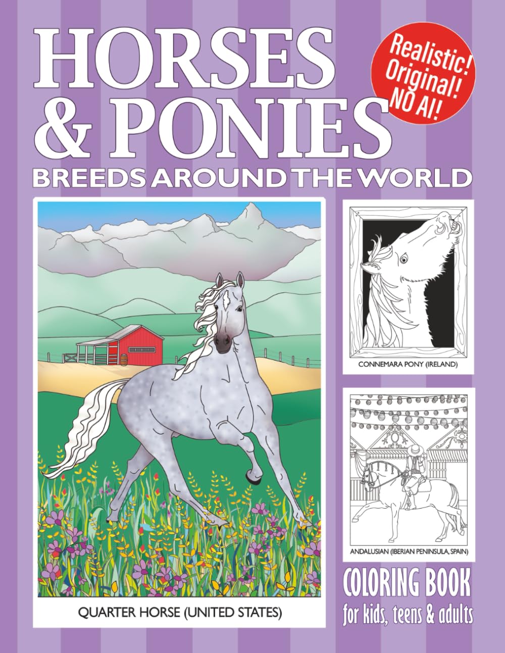 Horses & Ponies Coloring Book: Breeds Around the World