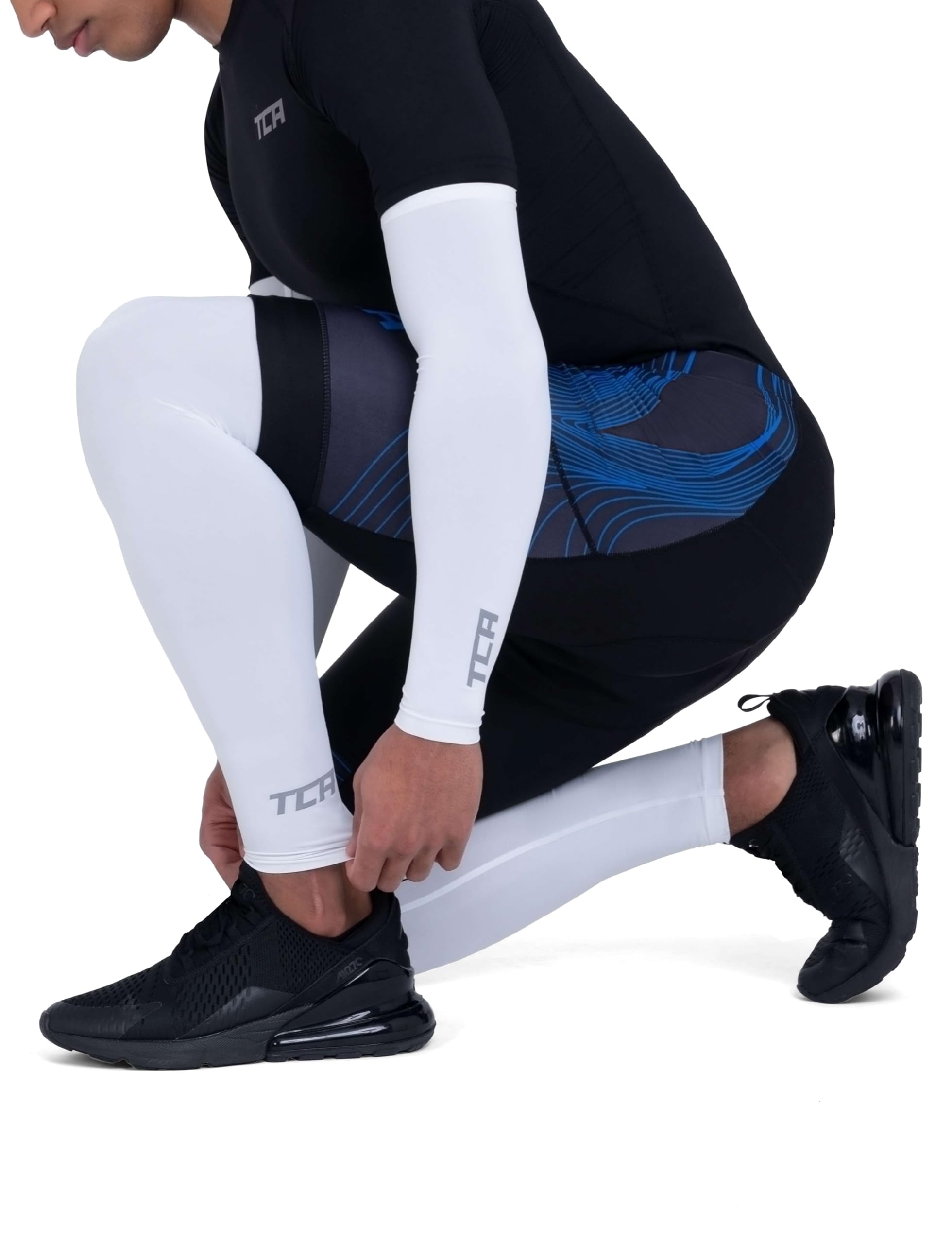 TCA Manchon de jambe avec UPF 50+, Anti-Llip, Jambières de cyclisme toutes saisons pour hommes et femmes Manchon de compression de jambe entière