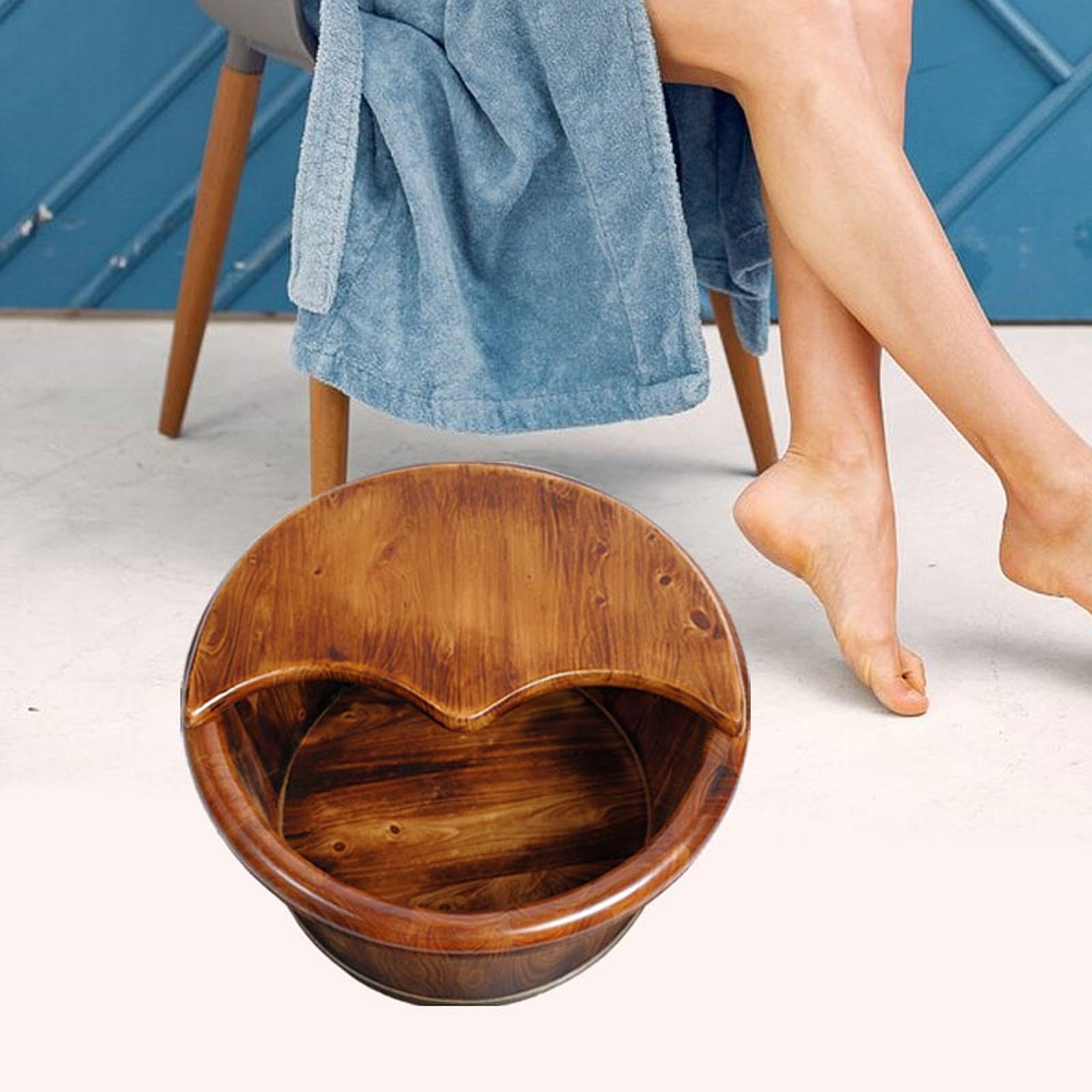 Holz-Fußbad mit Deckel, Pediküre-Wanne, tragbare Waschwanne, Fußbad, Fußwaschfass für Schlafzimmer, Heimgebrauch, Sauna (26cm Höhe)