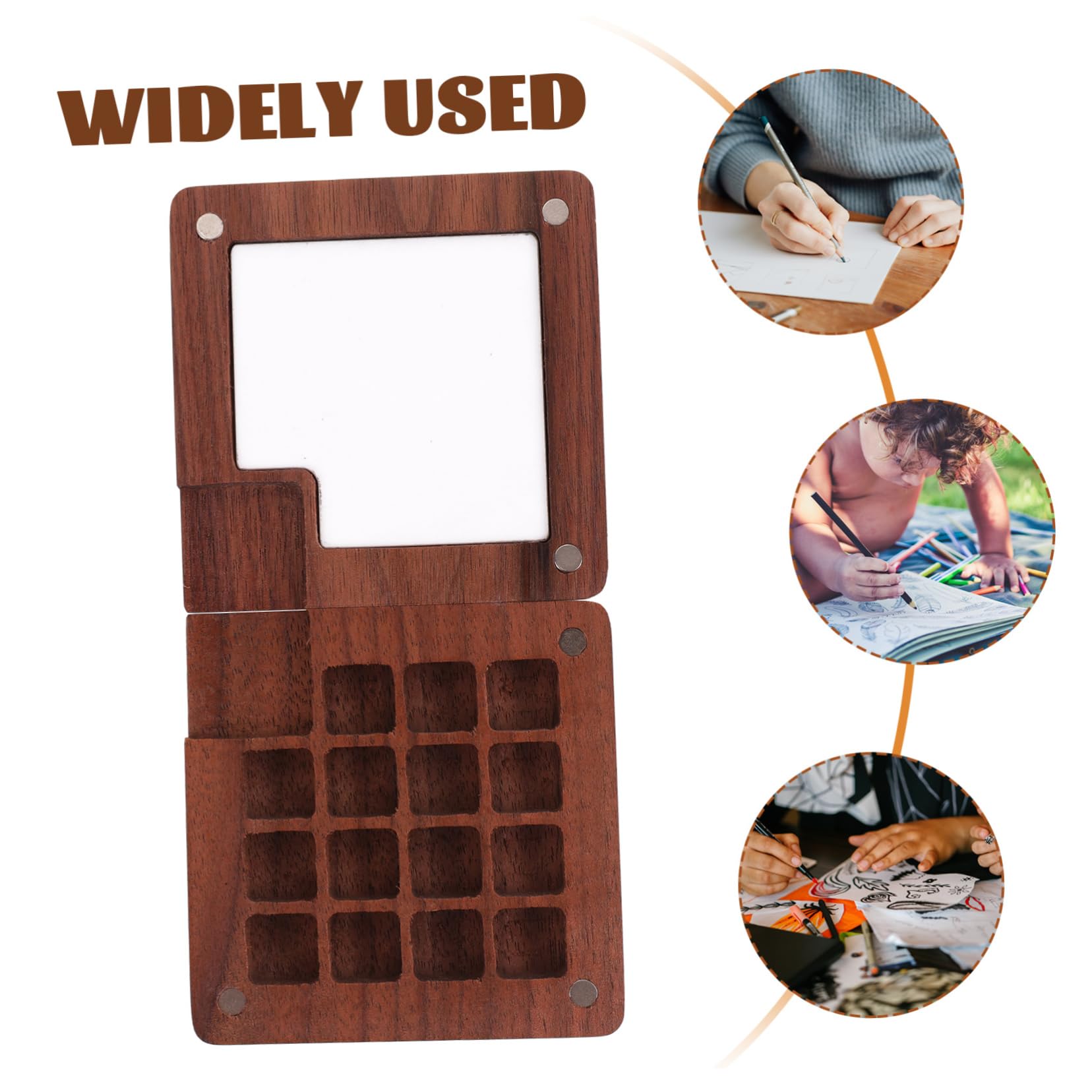 EXCEART 4stücke Wasserfarbenkasten Aus Schwarzem Walnussholz Farben Pigmentbox Mit Fächern Für Aquarellfarben Und Mischpalette Für Künstler Und Hobbyisten