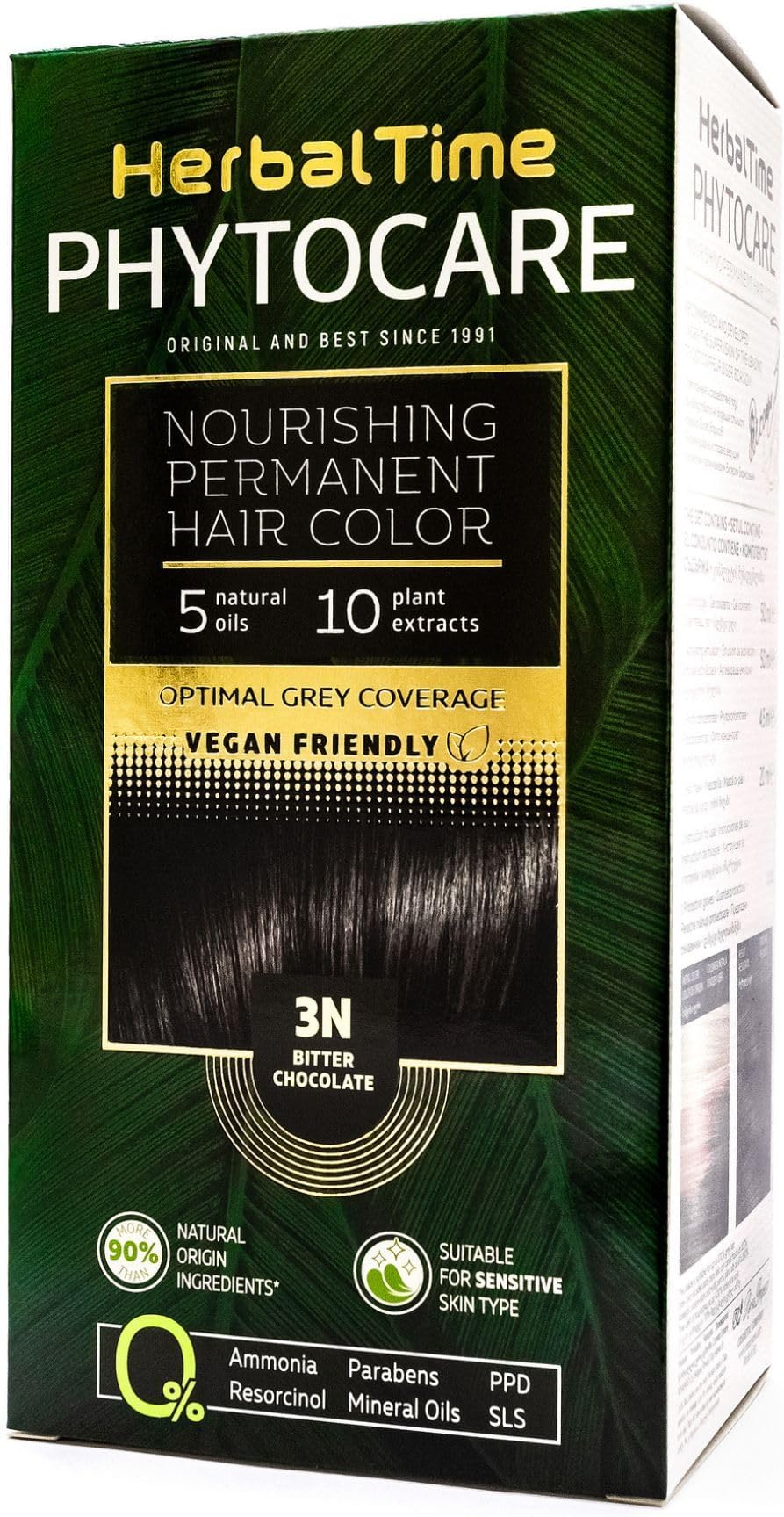 Phytocare Permanent Hair Dye Color Bitter Chocolate 3N | Professional Natural Hair Dye Kit | Nourish and Protect Your Hair | Ammonia, PPD and SLS Free | 124.5 ml