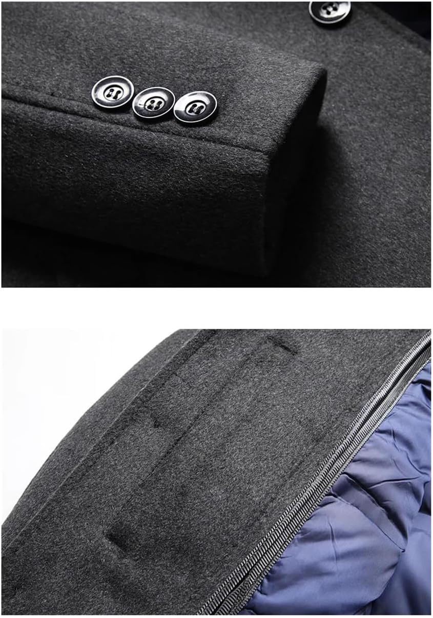 Haitpant Winter Duck Down Wool Trench Coat, Men Jackets, Thick Warm Overcoat