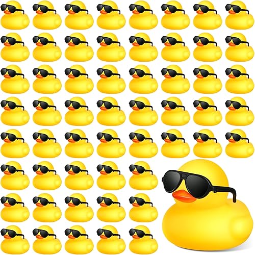 Miniatura 1 de 150 patos de goma amarillos con 150 lentes de sol de minipatos de baño flotadores de piscina juguetes a granel para baby shower fiesta de cumpleaños