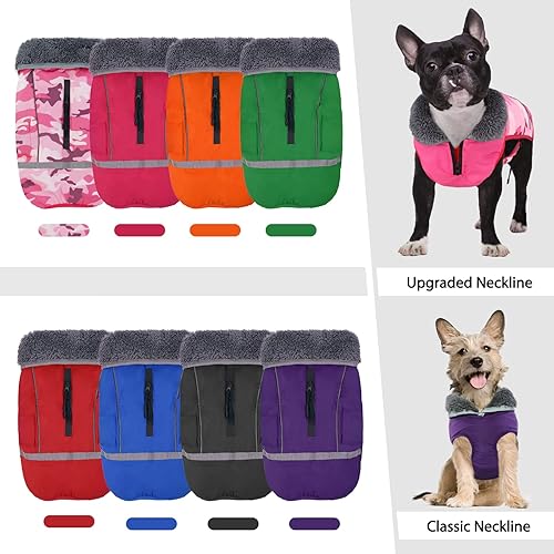 Miniatura 7 de QBLEEV Abrigo cálido para perro, chaqueta reflectante para perro, abrigo de invierno impermeable para perro, cuello alto, ropa de perro para clima