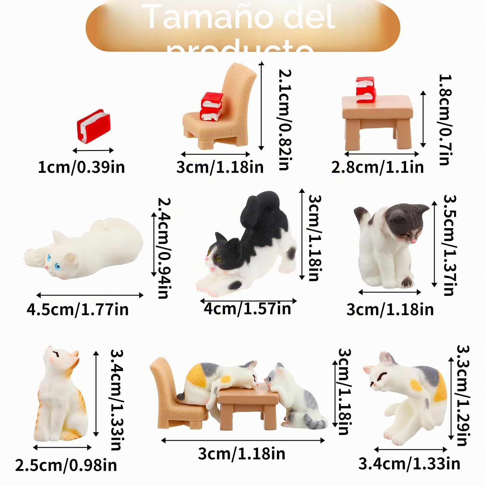10 Figuras De Gato Miniatura 1:12 – Decoración Para Tartas, Casa De Muñecas Y Paisajes, Adornos Kawaii De Resina