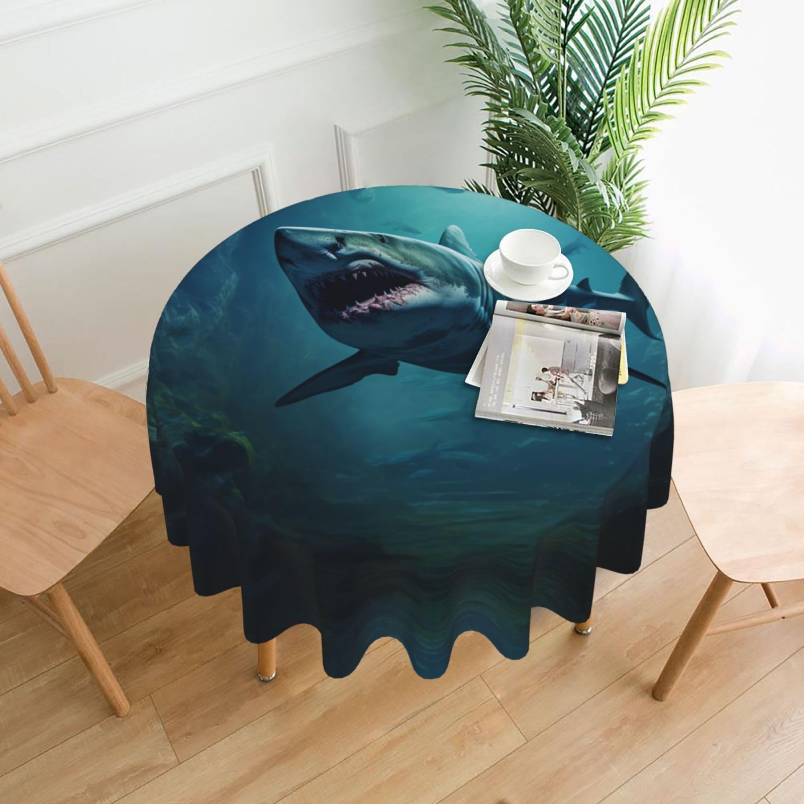 Nappe ronde requin marine 60 pouces, le cadeau déco pour anniversaire et fête