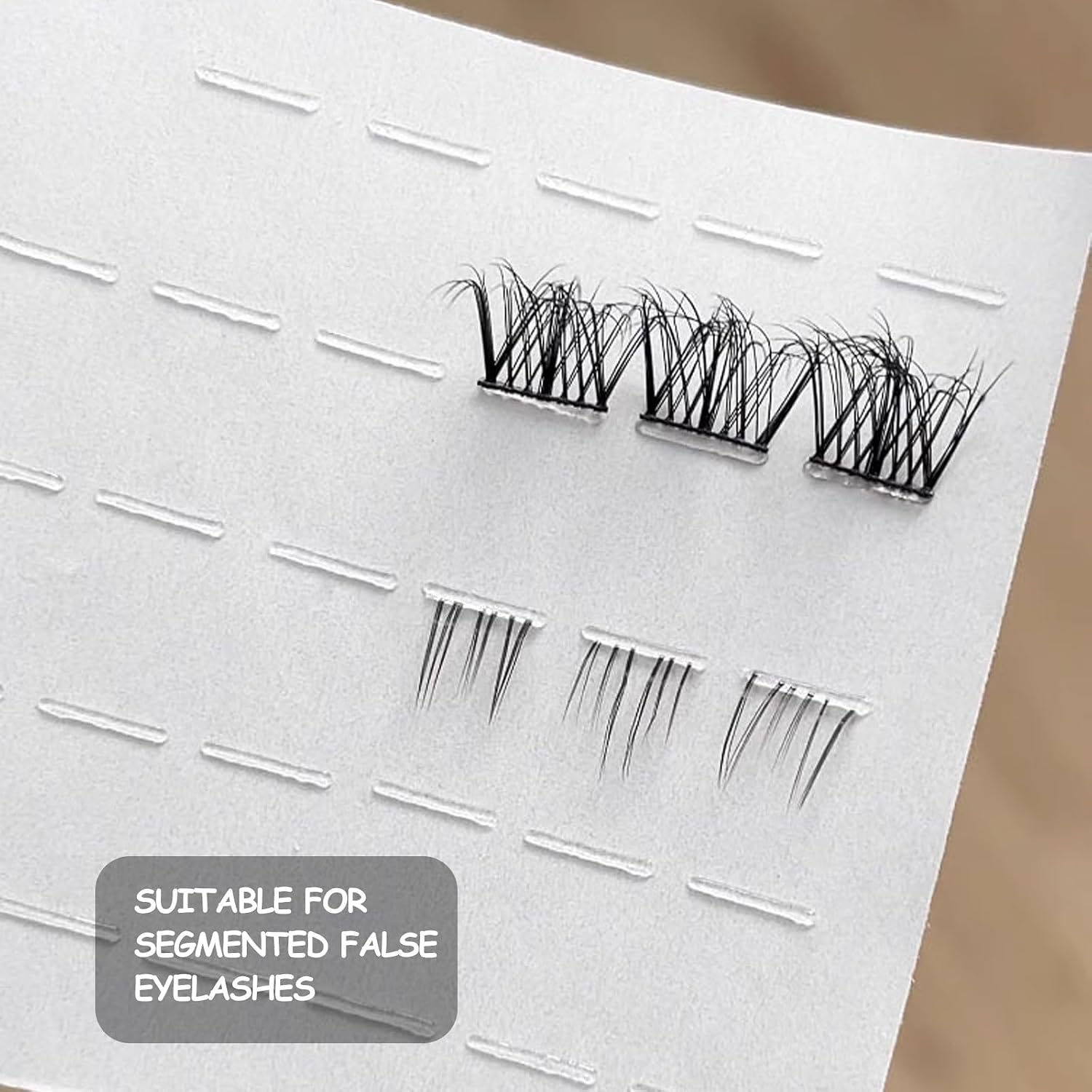Zetiling 180pcs Self Adhesive Lash Strips Waterproof Sweatproof False Eyelash Adhesive Strips for 5‑6mm Segmental False Eyelashes, Reusable, AllergyFree, Easy Removal, High Viscosity, Clear