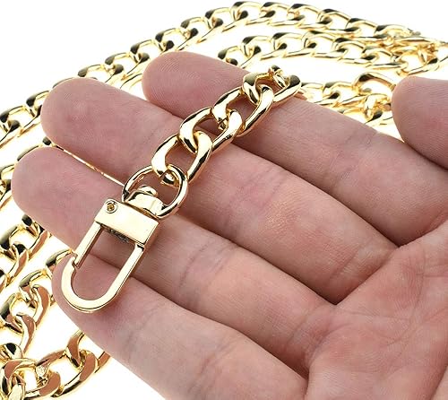 Miniatura 36 de HAHIYO Correa metálica de cadena para bolso de 43.3' de oro para bolso cruzado, bandolera y bolso de mano, cómoda y plana de 0.4' de ancho, extra