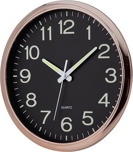 Miniatura 2 de Reloj de pared que brilla en la oscuridad, reloj de pared con luz nocturna de 12 pulgadas, silencioso, sin tictac, funciona con pilas, para sala de