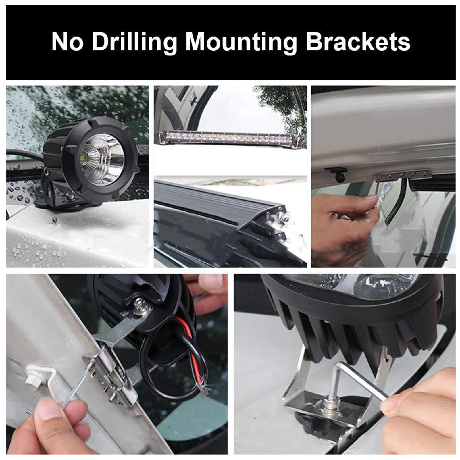 Arbeitsscheinwerfer Montagehalterung für Pickup Trucks Edelstahl für Frontgrill und Haube Schwingen Design