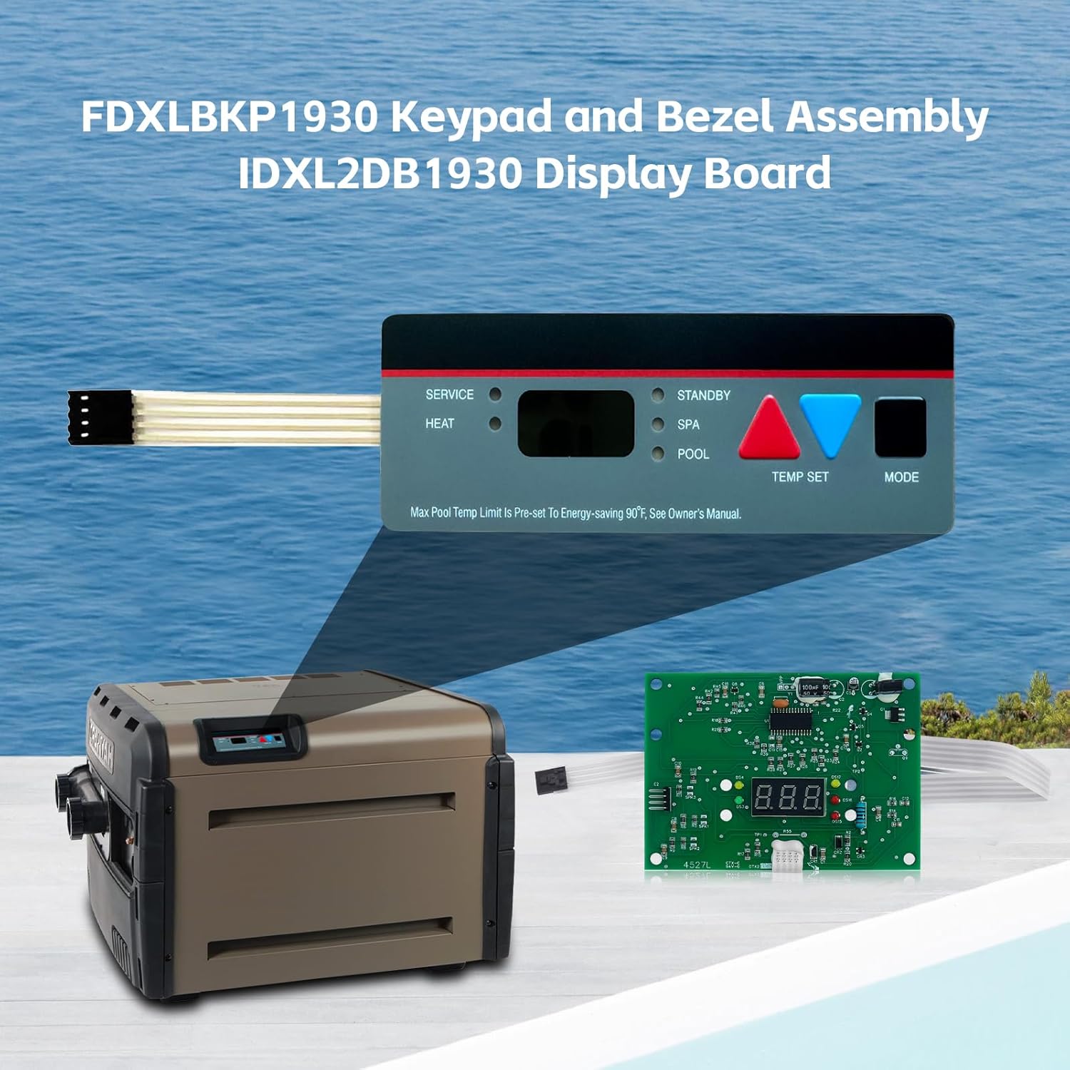 FDXLBKP1930 Keypad and IDXL2DB1930 Display Board Compatible with Hayward FDXLBKP1930 D13030 All H-Series Low NOX Pool Heater,for H100ID1 H150FDN H200FDN H250FD H300FD H350FD H400FD.