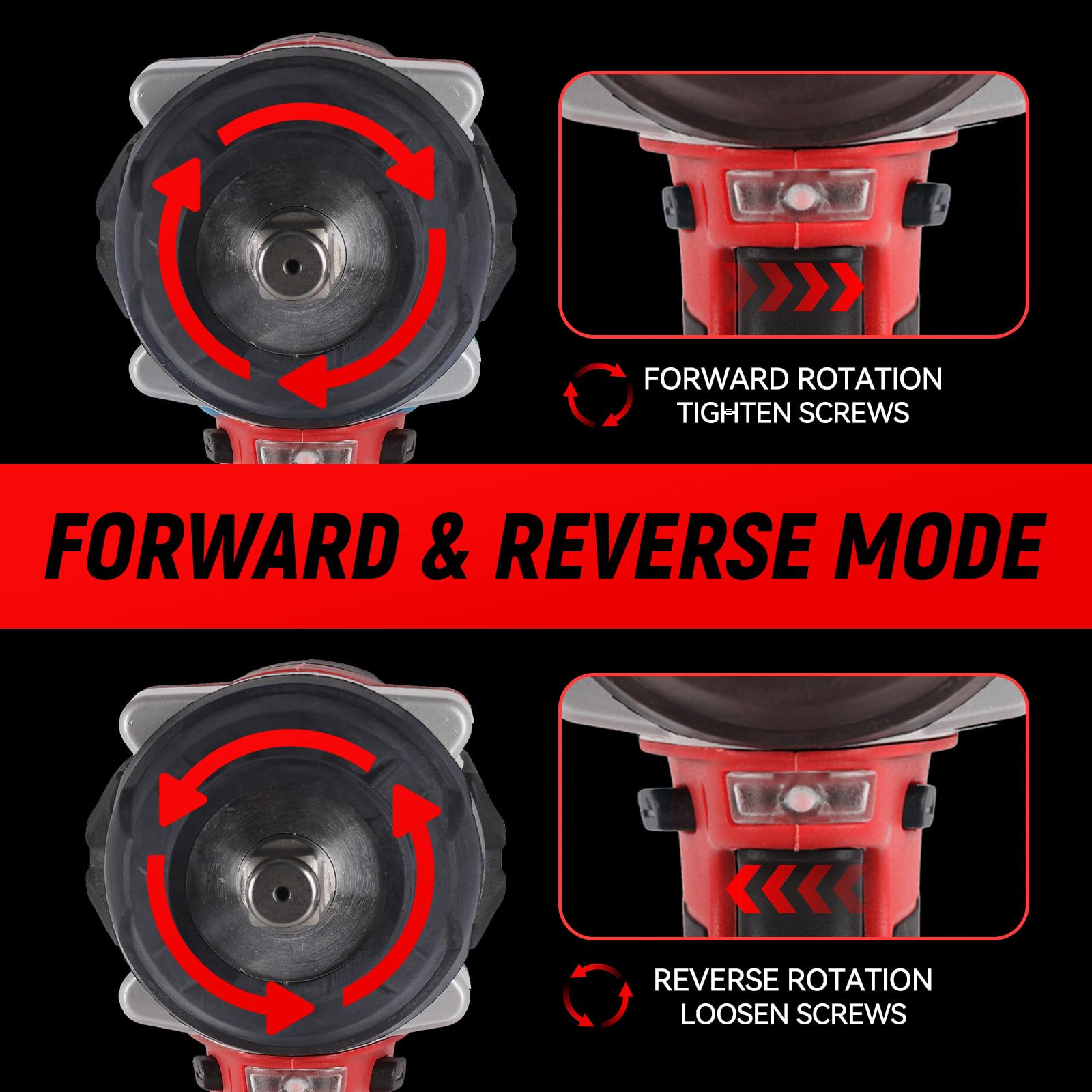 ONEVAN Avvitatore a Percussione Senza Fili 1000 Nm con 2 Batterie 4,0 Ah, Senza Spazzole 1/2" per Auto, Cantiere e Montaggio Pesante (Rosso)