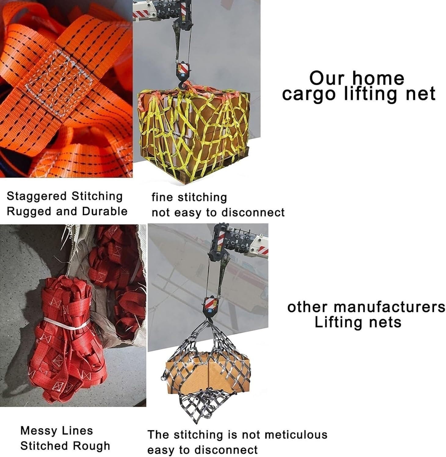 Red de Carga - Red de elevación de poliéster para Movimiento y Remolque, 2x2 m, Malla de 15 cm, Capacidad de Carga de 3 t, Ideal para Operaciones de elevación y Montaje en la construcción.