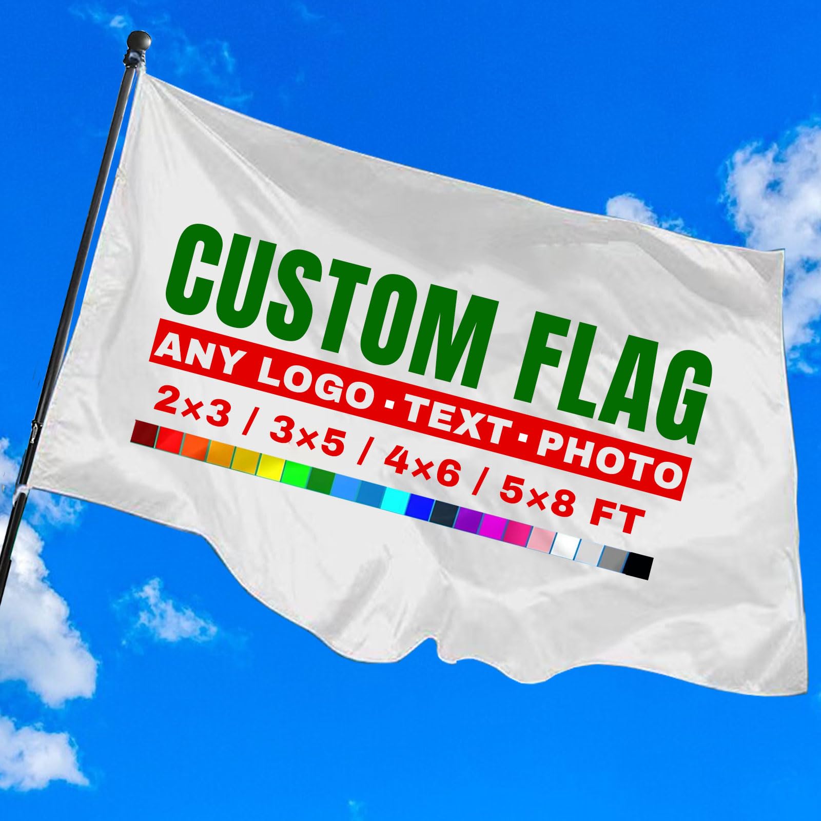 Custom Flags Double Sided - Personalised Flags - Make Your Own Text/Image/Logo, 2x3ft/3x5ft/4x6ft/5X8ft Add Your Own Image/Text/Logo for Garden Outdoors Décor,Camping Flag Yard Sign (4x6Ft(120x180cm))