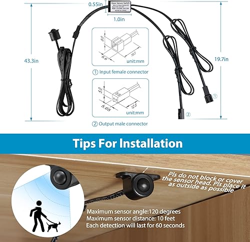 Miniatura 4 de Litever Kit de luces LED con interruptor activado por sensor de movimiento para armarios, caja fuerte en armarios, color blanco cálido, 2700 K.