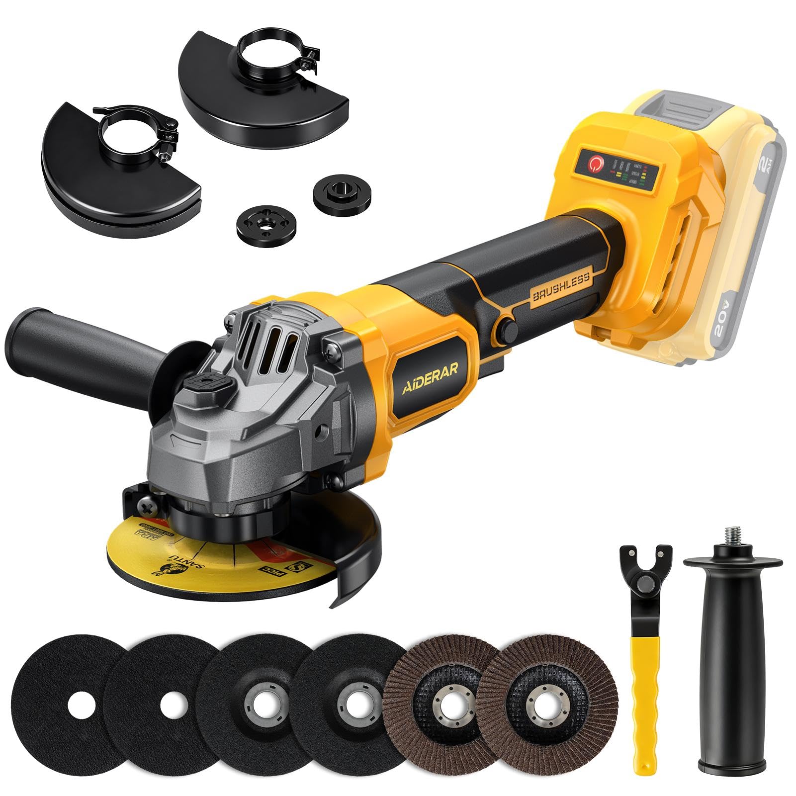 Aiderar 4-1/2" Cordless Angle Grinder Tool