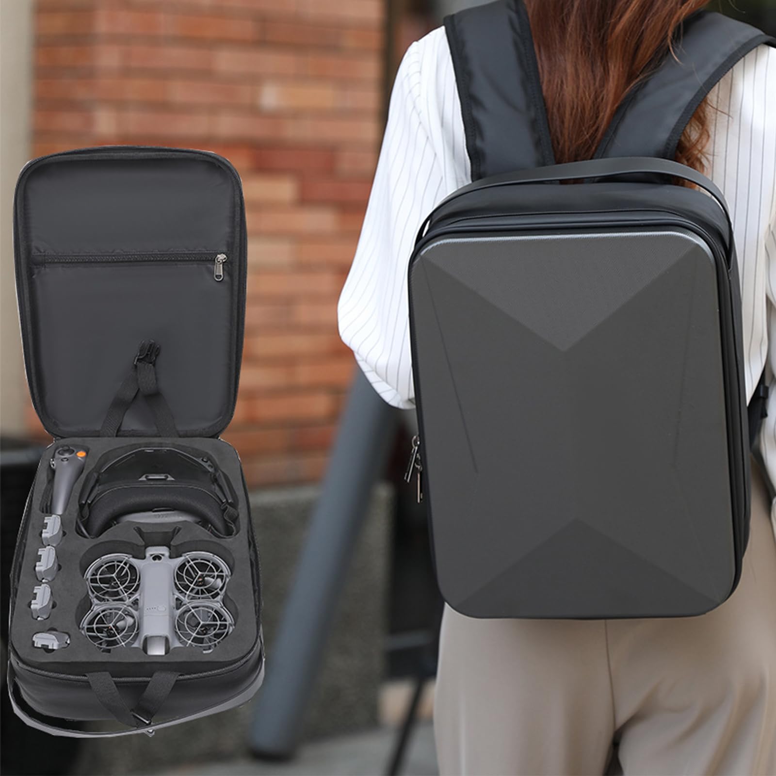 Zaino rigido con custodia rigida multiscomparto per custodia per droni Custodia impermeabile antiurto per borsa da viaggio