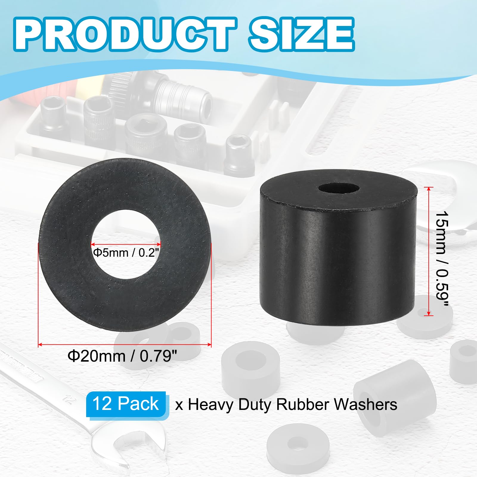 YELARXI Rubber Spacer, Thick Rubber Bushing Washers Anti Vibration Spacer Round Isolation Pads - Image 2