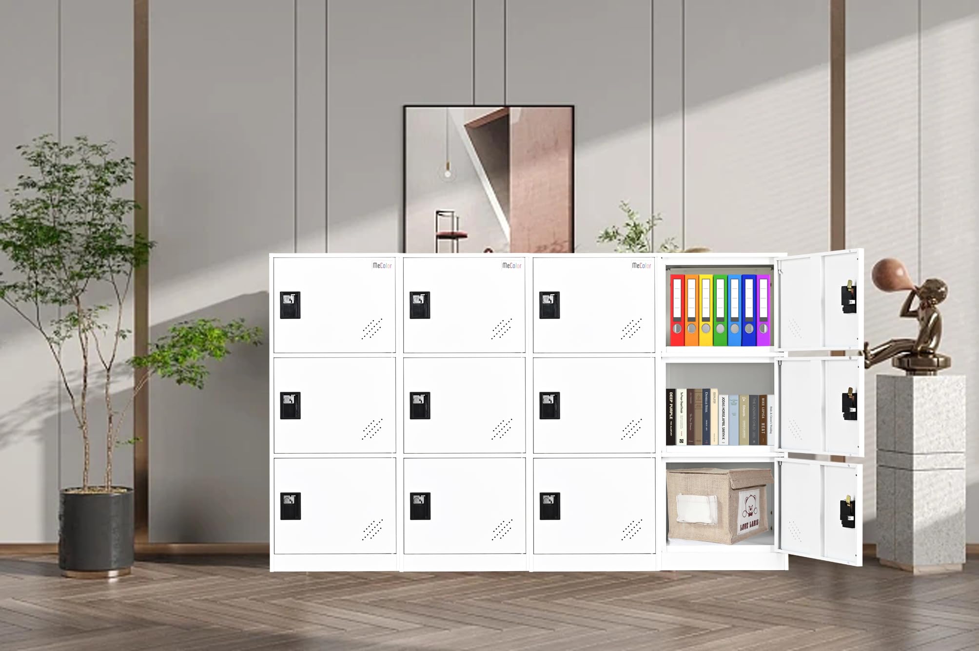 MECOLOR Taquilla Pequeña Vertical Con Candado para Hogar, Gimnasio y Oficina - Armario de Almacenamiento de 2 o 3 Niveles (Blanco)