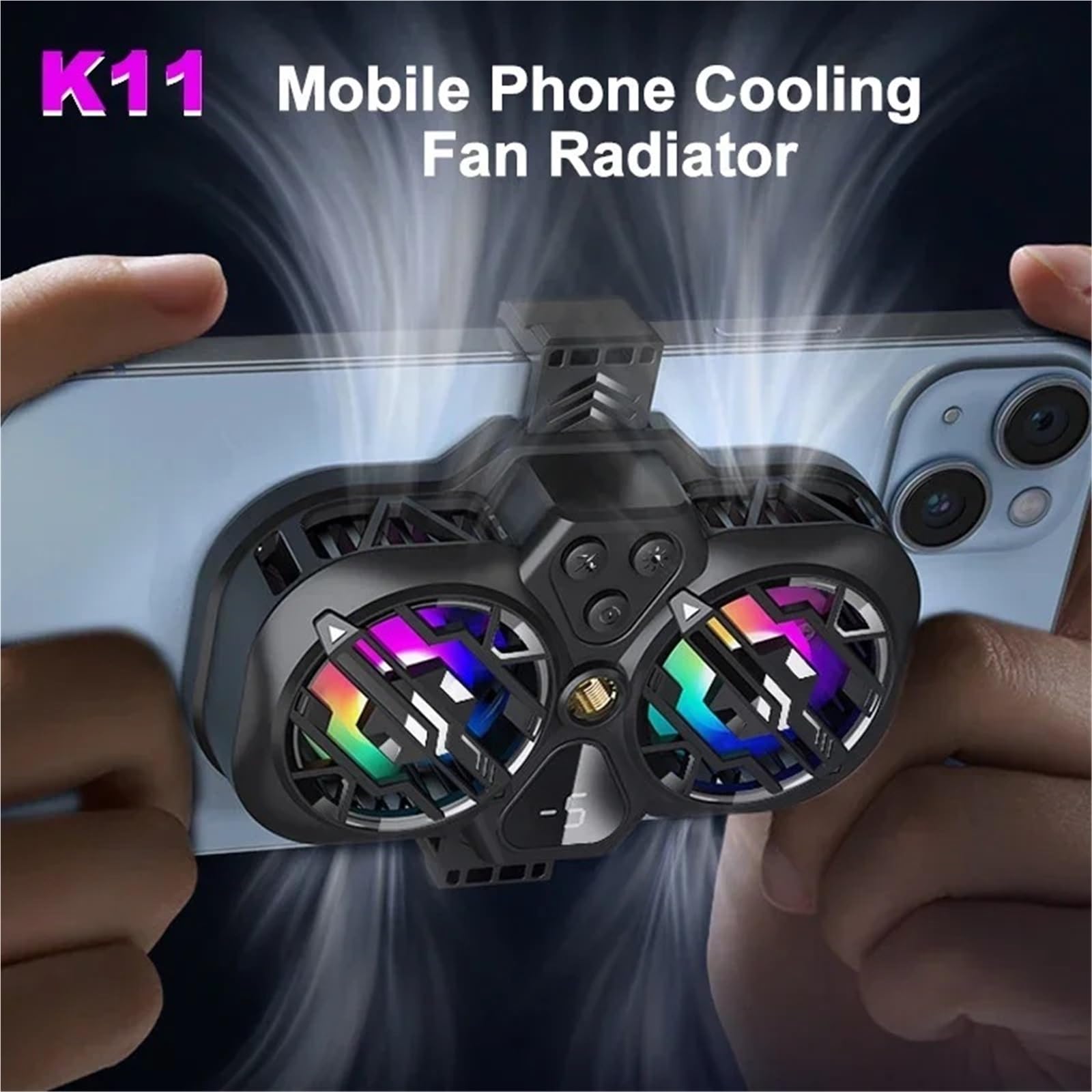 New K11/K12 Mobile Phone Live Streaming Game Cooler Semiconductor Back-Clip Cooling Fan Compatible for iOS Android Universal Radiator(K11 Only Radiator)
