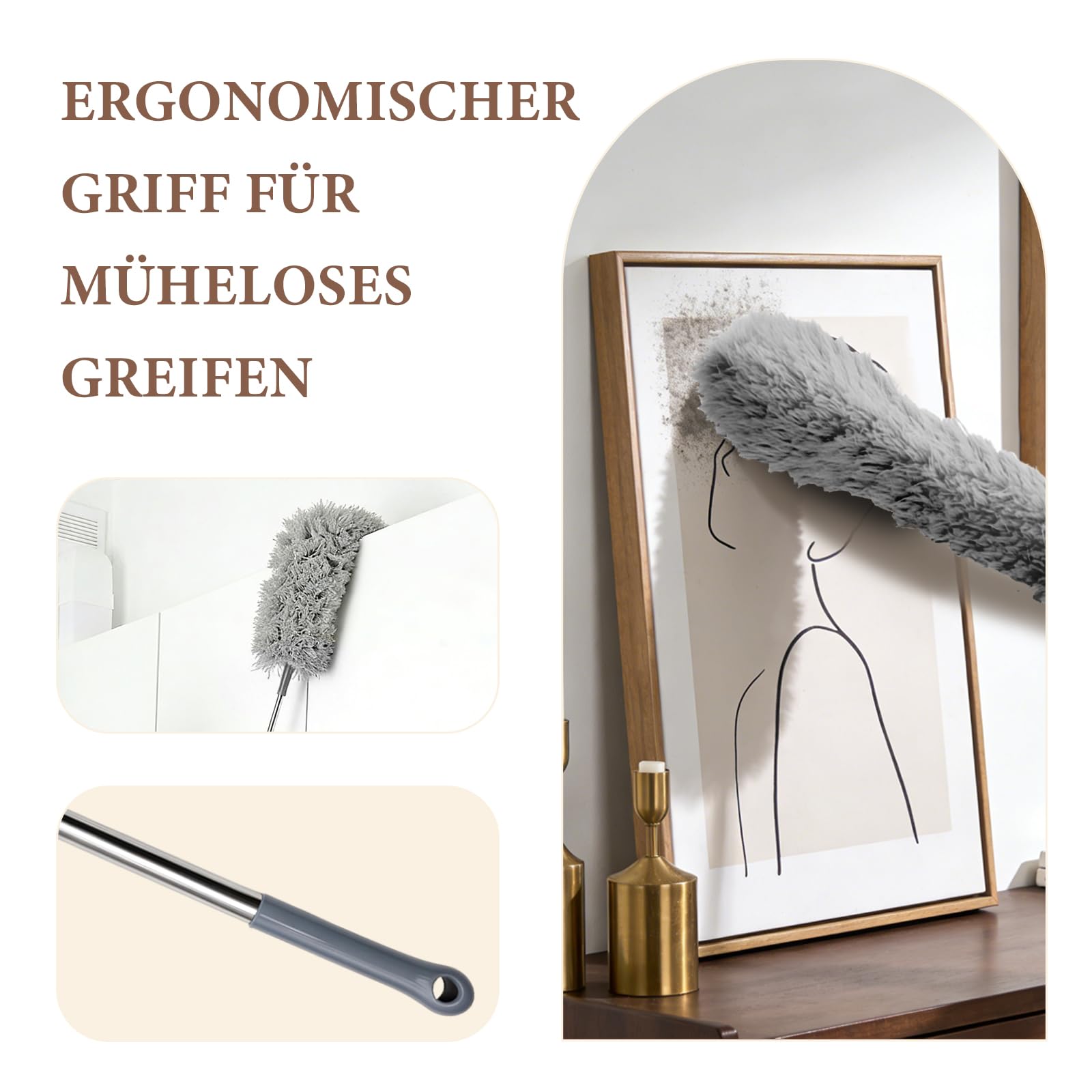 Gutter Reinigungsbürste Kit, Ausziehbare Dachbürste, Gebogenes Designwerkzeug, Geeignet für die Reinigung von Dachrinnen und für die Gartenarbeit im Haushalt