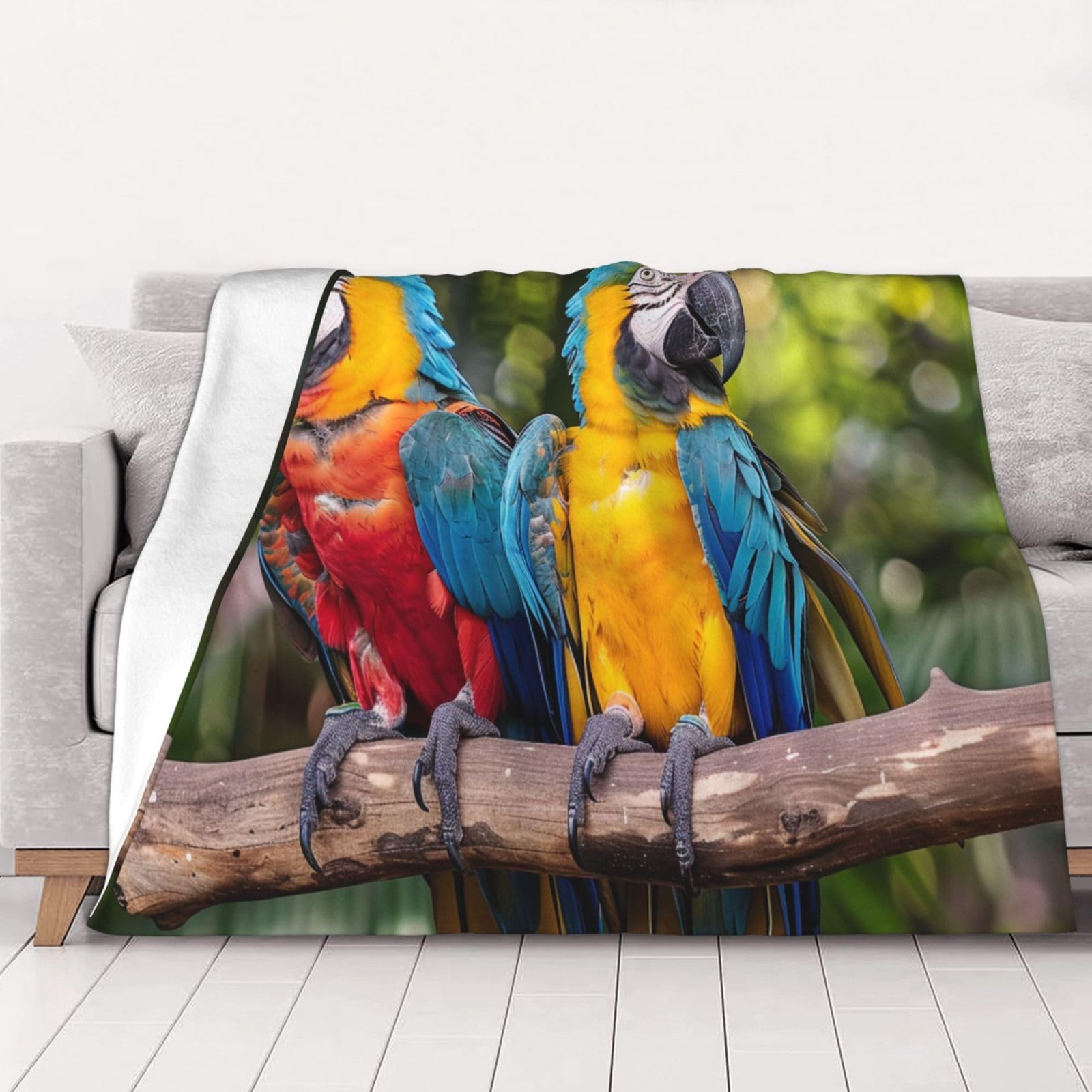 AUBKFELD parrots Printed Flannel Blanket 125x100 CM, Soft & Warm Throw Blanket for Sofa/Couch/Bed/Car, Gifts for Audlts Women Men