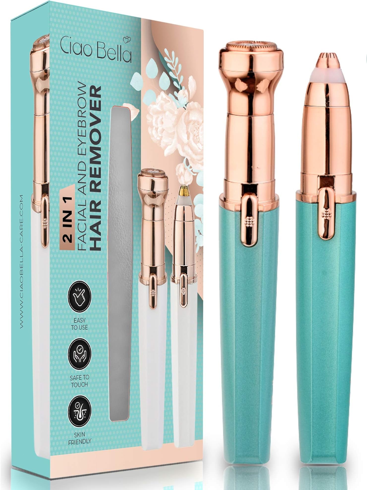 Eyebrow Trimmer for Women, Painless Eyebrow Razor Remover for Women 2 in 1 Electric Eyebrow & Facial Hair Razor Epilator with LED Light for Face Lips Nose Body Hair Remover
