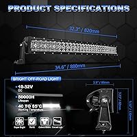 Vista 2 de Barra de Luz LED Curvada de 32 Pulgadas Auxbeam, 180W Haz Combinado Spot Flood Luces de Conducción Todoterreno con Reflectores 5D, 18000LM Luz
