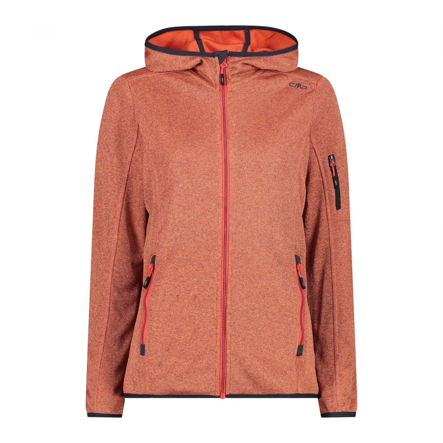 CMP - Giacca Knit-Tech da Donna con Cappuccio Fisso, Campari-Lighter, 44