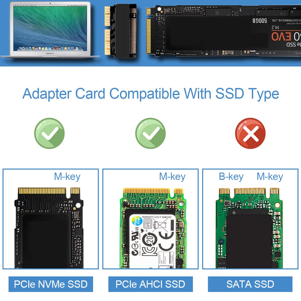 DKARDU NGFF M.2 NVMe SSD Adapter Card for MacBook 2013-2017