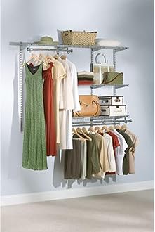 Rubbermaid Configurations Custom Closet Kit, 3-6 Ft. Adjustable Metal Wire Shelving, Titanium Finish, Expandable Organization System, Hardware Included, for Home Closet/Pantry/Laundry/Mudroom