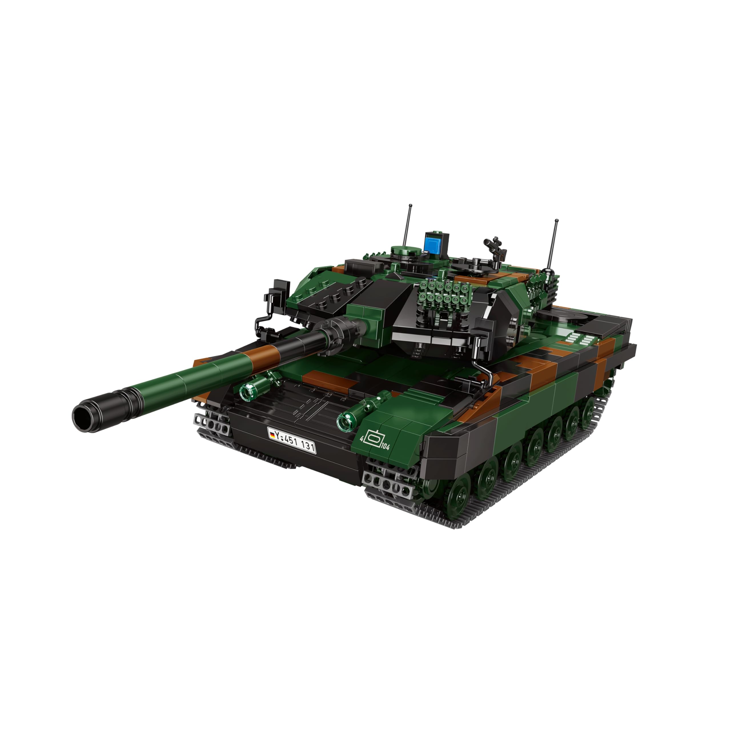 BlueBrixx Kampfpanzer Leopard 2 A6 Bundeswehr, 1364 Klemmbausteine | Gefedertes Fahrwerk, drehbarer Turm, abnehmbare Segmente, Innenraum, 131 x 383 x 125 mm, 109638