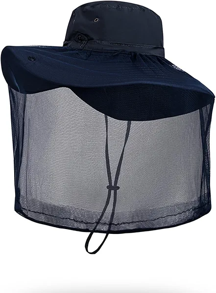 Mosquito Net Hat - Safari Sun Visor Hat with Removable Bug Net for Outdoor Men and Women