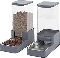 Wefeedy Stainless Steel Gravity Cat Dog Feeder Water Dispenser Set, 1 Gallon Large Capacity, BPA-Free for Small Medium Pets