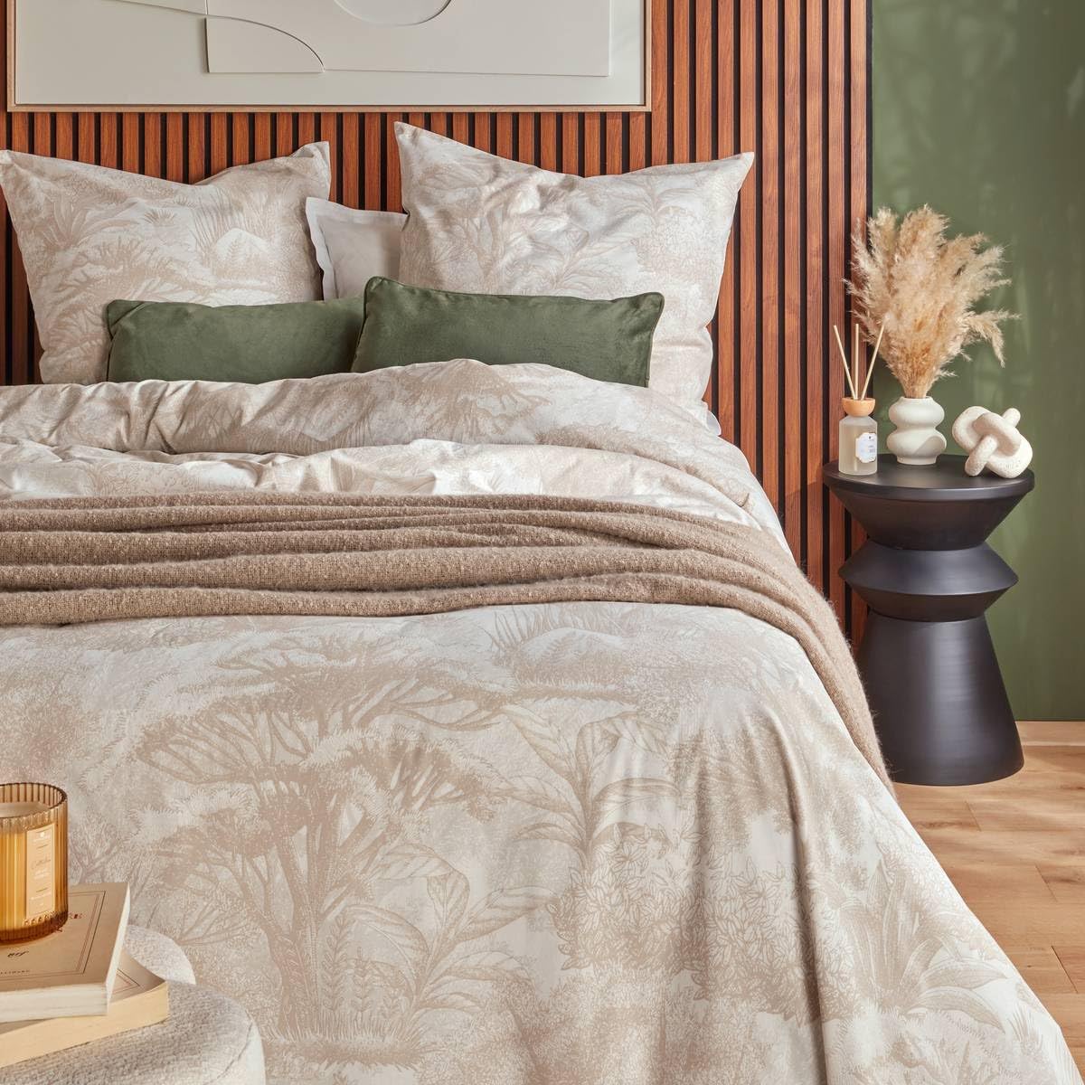Atmosphera - Parure de lit jouy 220x240cm Beige