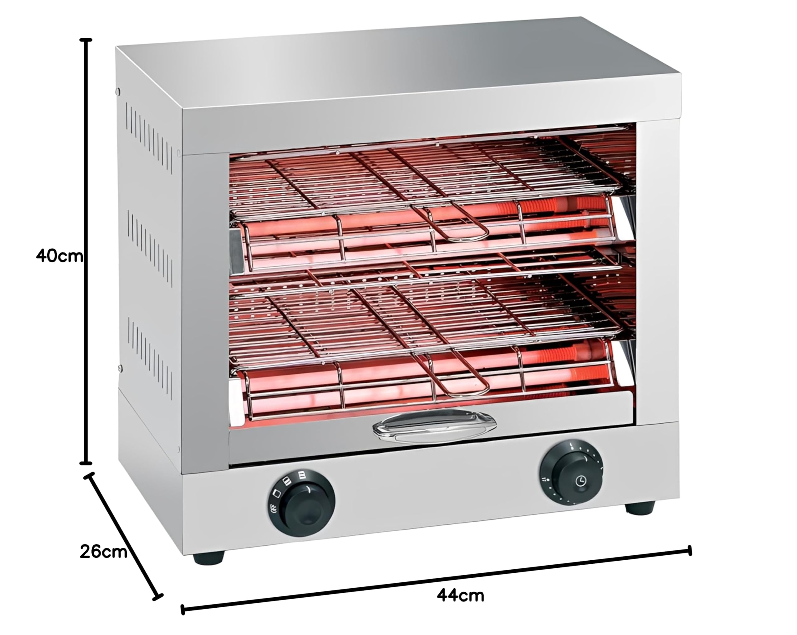 MBH - Tostapane industriale elettrico a 2 piani INOX per la RISTORAZIONE. Forno tostapane professionale per bar e ristoranti.