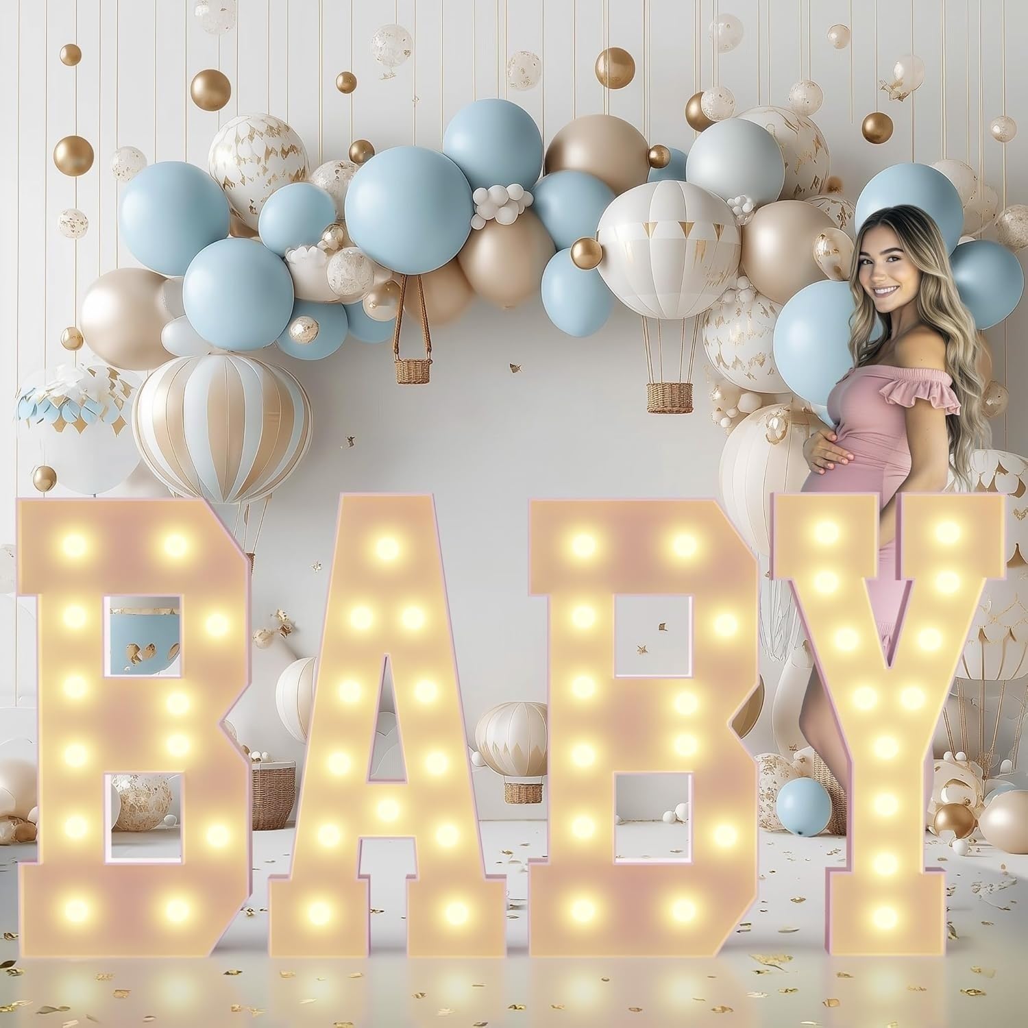 Letras y Números Gigantes Iluminados con Neón. Kit de Tablero de Espuma Precortado. Perfecto for Decoraciones de Bodas, Decoraciones de Fiestas de Cumpleaños.(Y,120cm)